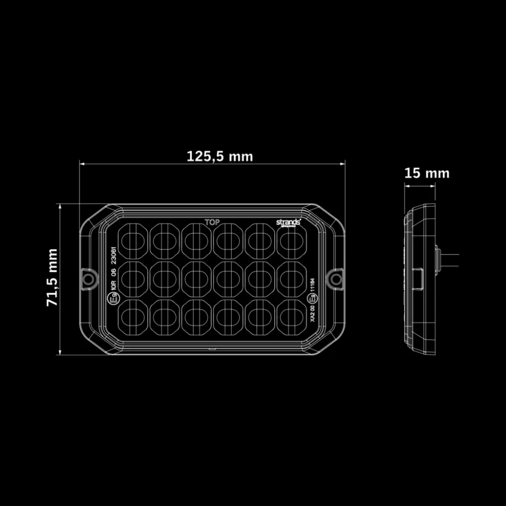Výstražné světlo Strands Dark Knight, 18 LED, 10-32V, 26W, ECE R10, R65- oranžová/bílá
