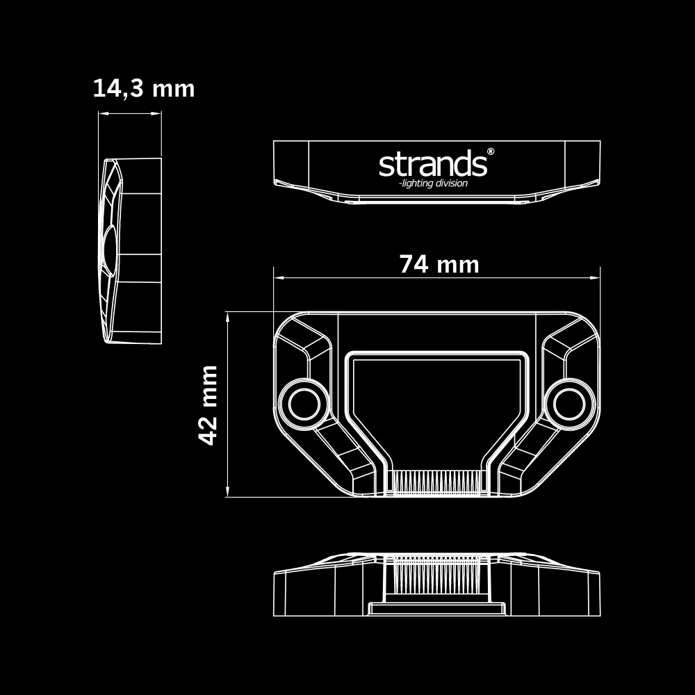 LED poziční světlo Strands Unity Rock Light, 10-32V- žluté