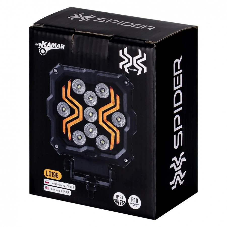LED pracovní lampa X-SPIDER 2 L0195, 18 W, 12/24 V, 1700 lm, IP67, s pozičním světlem