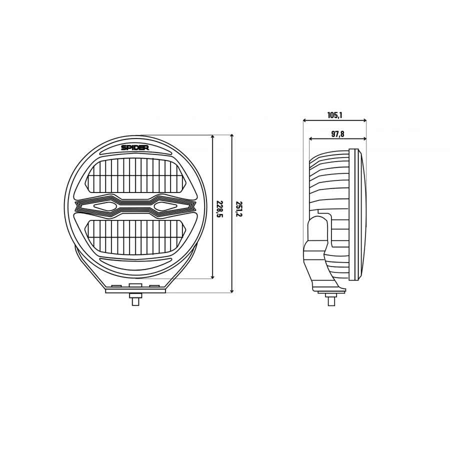 LED přídavný světlomet X-Spider Ninja L3442, kulatý, 100W, IP69K