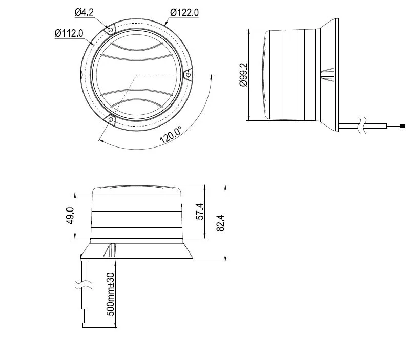 LED maják Skyled Bee na tři šrouby, 122mm, 10-30V, ECE R65 - oranžový