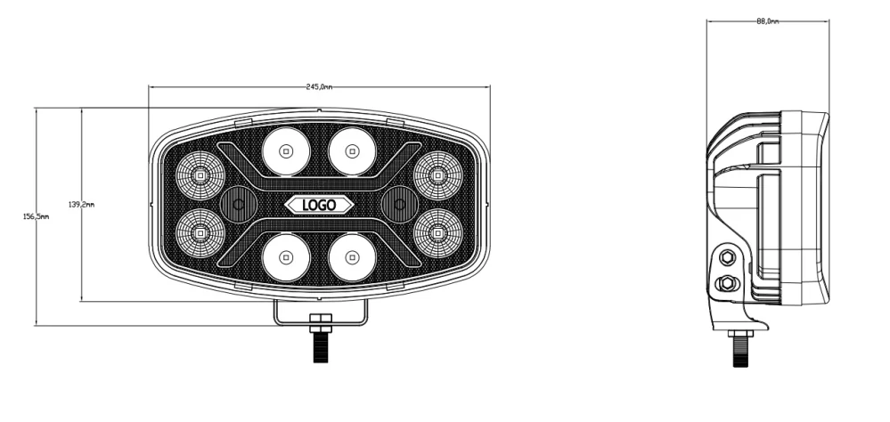 LED světlo oválné s pozičním a výstražným světlem, 80W, ECE R65, R148, R149, R10
