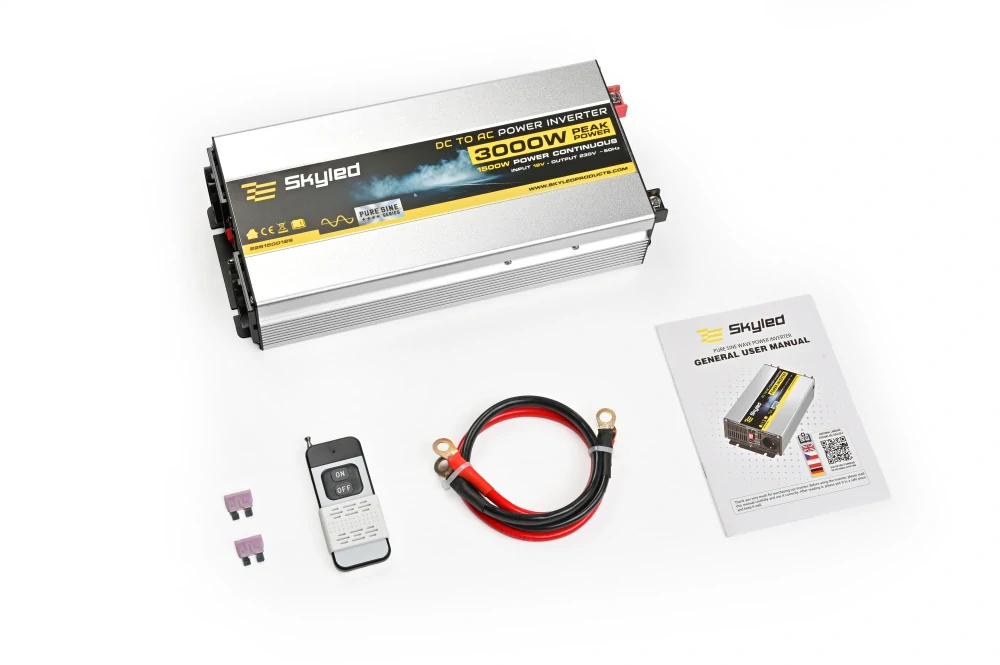Měnič napětí Skyled 12V/230V, 3000W (1500W trvalý), čistý Sinus