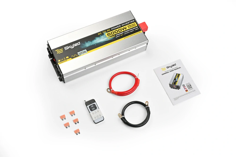 Měnič napětí Skyled 12V/230V, 5000W (2500W trvalý), čistý Sinus