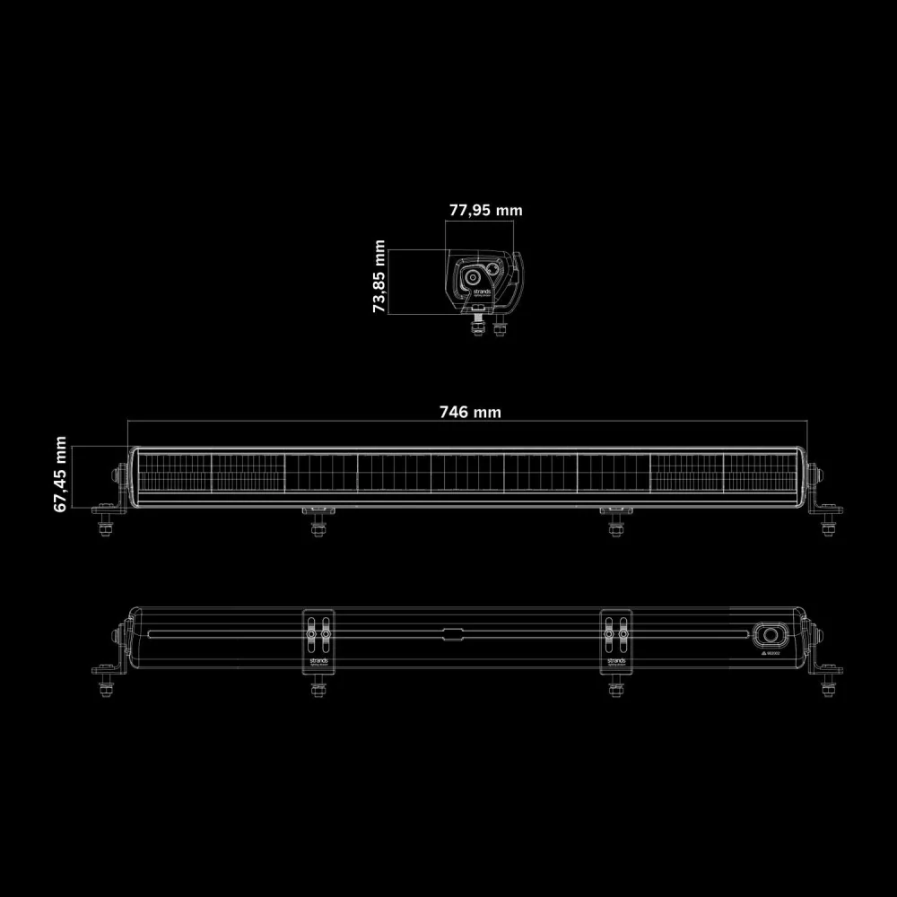 LED rampa Strands Skylord 30" (762mm), poziční světlo, relé, 33000lm, 300W, 10-32V, ECE R10, R148, R149