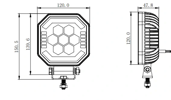 Pracovní světlo Skyled Aura Q35F (rozptylné), s pozičním světlem, strobo, 3500lm, 9-32V, 35W, ECE R10, R165, R145