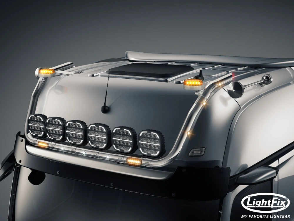 Střešní nerezový rám Lightfix SKY-LIGHT "V-TYPE" nerezový – MERCEDES - ACTROS (PROCABIN) - GIGA SPACE