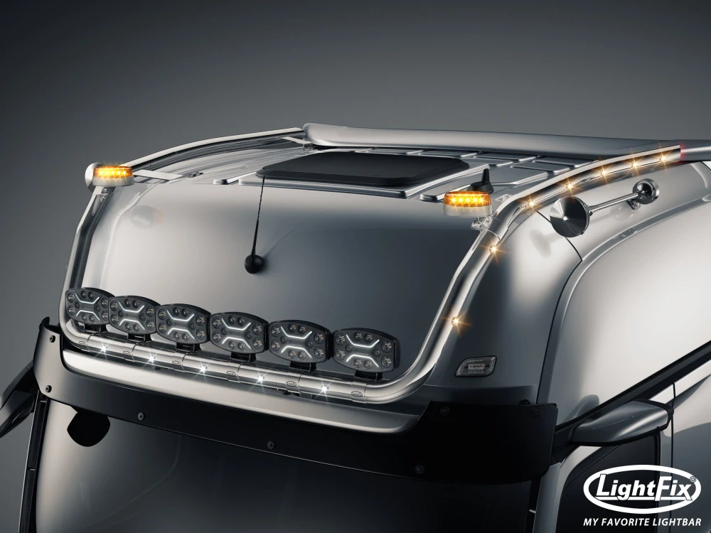 Střešní nerezový rám Lightfix SKY-LIGHT "V-MAX" nerezový – MERCEDES - ACTROS (PROCABIN) - GIGA SPACE