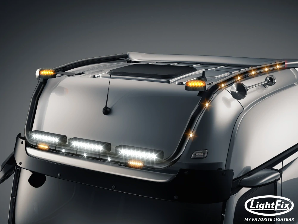 Střešní nerezový rám Lightfix SKY-LIGHT "V-MAX" lakovaný – MERCEDES - ACTROS (PROCABIN) - GIGA SPACE