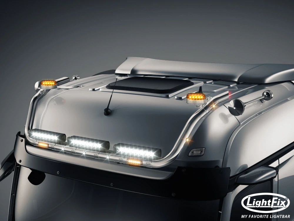 Střešní nerezový rám Lightfix SKY-LIGHT "V-TYPE" nerezový – MERCEDES - ACTROS (PROCABIN) / AROCS - BIGSPACE