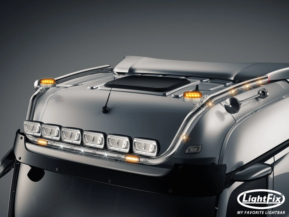 Střešní nerezový rám Lightfix SKY-LIGHT "V-MAX" nerezový – MERCEDES - ACTROS (PROCABIN) / AROCS - BIGSPACE