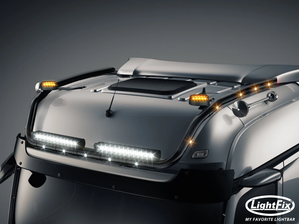 Střešní nerezový rám Lightfix SKY-LIGHT "V-MAX" lakovaný – MERCEDES - ACTROS (PROCABIN) / AROCS - BIGSPACE