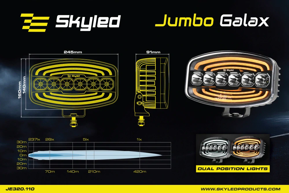 LED přídavný reflektor Skyled Jumbo Galax, 9-32V, 60W, 6000lm, ECE R10, R65, R148, R149