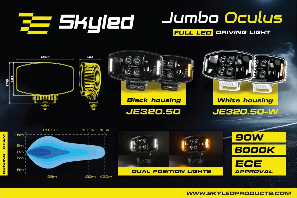 Reflektor SKYLED Jumbo Oculus FULL LED 10 9-36V, 90W, 10000Lm, Homologace, bílý