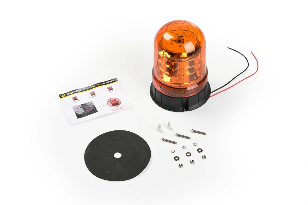 LED maják SKYLED BIG LANTERN 12–24 V, 38 LED, oranžový kryt, 3 režimy, R65, IP68, Ø 141 mm, výška 181 mm