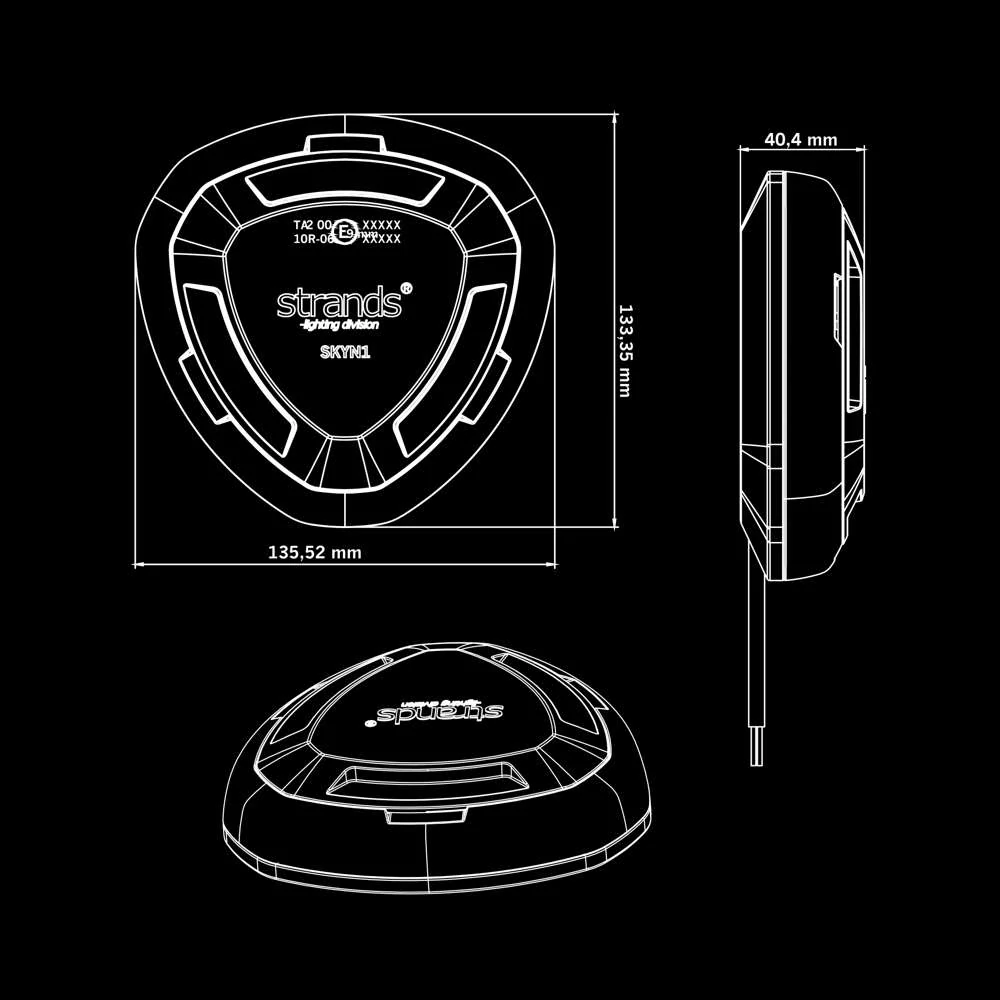 LED maják Strands SKYN1 SKYLORD EXP, povrchová montáž, 30 W, 10-32V, 8 vzorů, IP69K, ECE R65 Class 2