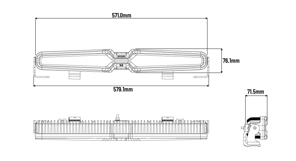 LED světlo KAMAR X-SPIDER NOXID L3445, 571 mm 215000 cd, 100 W, 12/24 V, IP69K, homologace