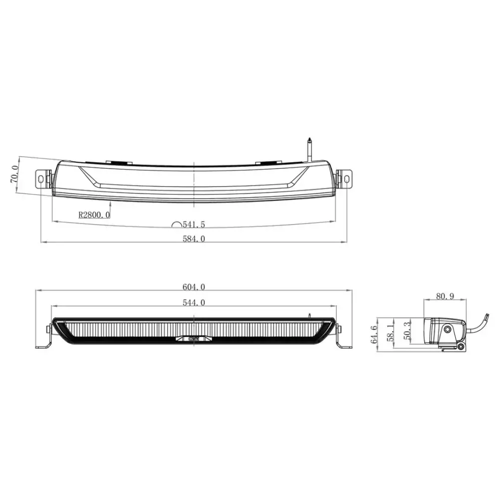 OZZ XB1 P20″ LED rampa 544 mm, s pozičním světlem, ECE R10, 10-35V, 11200lm, Černé
