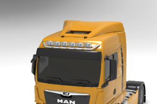 Střešní nerezový rám, kabeláž pro 6 světel | 6 fixní upínadla světel | 5 bílých LED | MAN TGX 20- Individual/Aero clona 20-