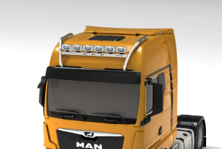 Střešní nerezový rám, kabeláž pro 6 světel | 6 fixní upínadla světel | 3 bílé a 8 oranžových LED | MAN TGX 20-