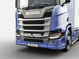 Přední nerezový rám do masky kabeláž pro 4 světla | 4 fixní upínadla světel | 3 bílé LED | SCANIA S,R,P,G - Serie 16-