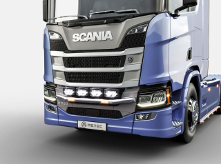 Přední nerezový rám do masky kabeláž pro 4 světla | 4 fixní upínadla světel |2 výstražná světla | SCANIA S,R,P,G - Serie 16-