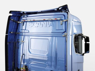 Zadní nerezový rám, integrovaná světla, 2x18W | kabeláž pro 2 světla |  | 4 červené LED | SCANIA S,R,G - Serie 16-