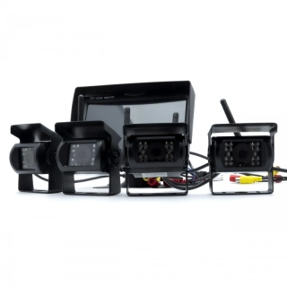 Set bezdrátových couvacích kamer (4), s monitorem 7" do nákladních vozidel a dodávek, 12/24V
