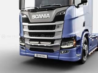 Přední nerezový rám do masky kabeláž pro 4 světla | 4 fixní upínadla světel | 3 bílé LED | SCANIA R - Serie 16-