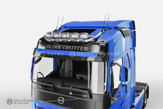 Střešní nerezový rám, kabeláž pro 5 světel | 5 Upínadel světla | 4 bílé LED | VOLVO FH 20-