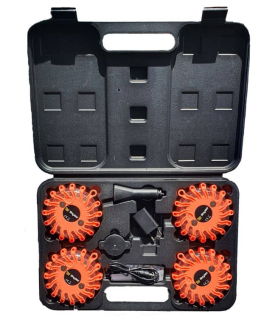 LED výstražné světlo nabíjecí 16 LED, sada 4 ks- Oranžové